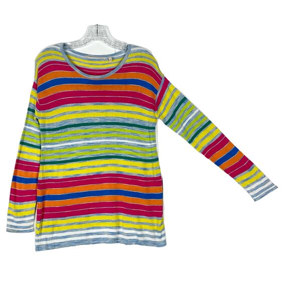 NWOT SOFT SURROUNDINGS Sweater S  Rainbow Stripe Multicolor Knit”Oasis” - Picture 2 of 9